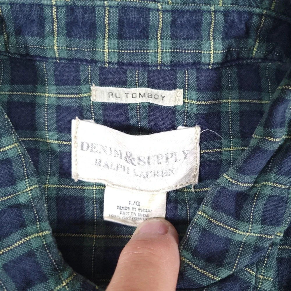 Denim & Supply Ralph Lauren Shirt‎ Womens Large Plaid Flannel Tomboy Button Down